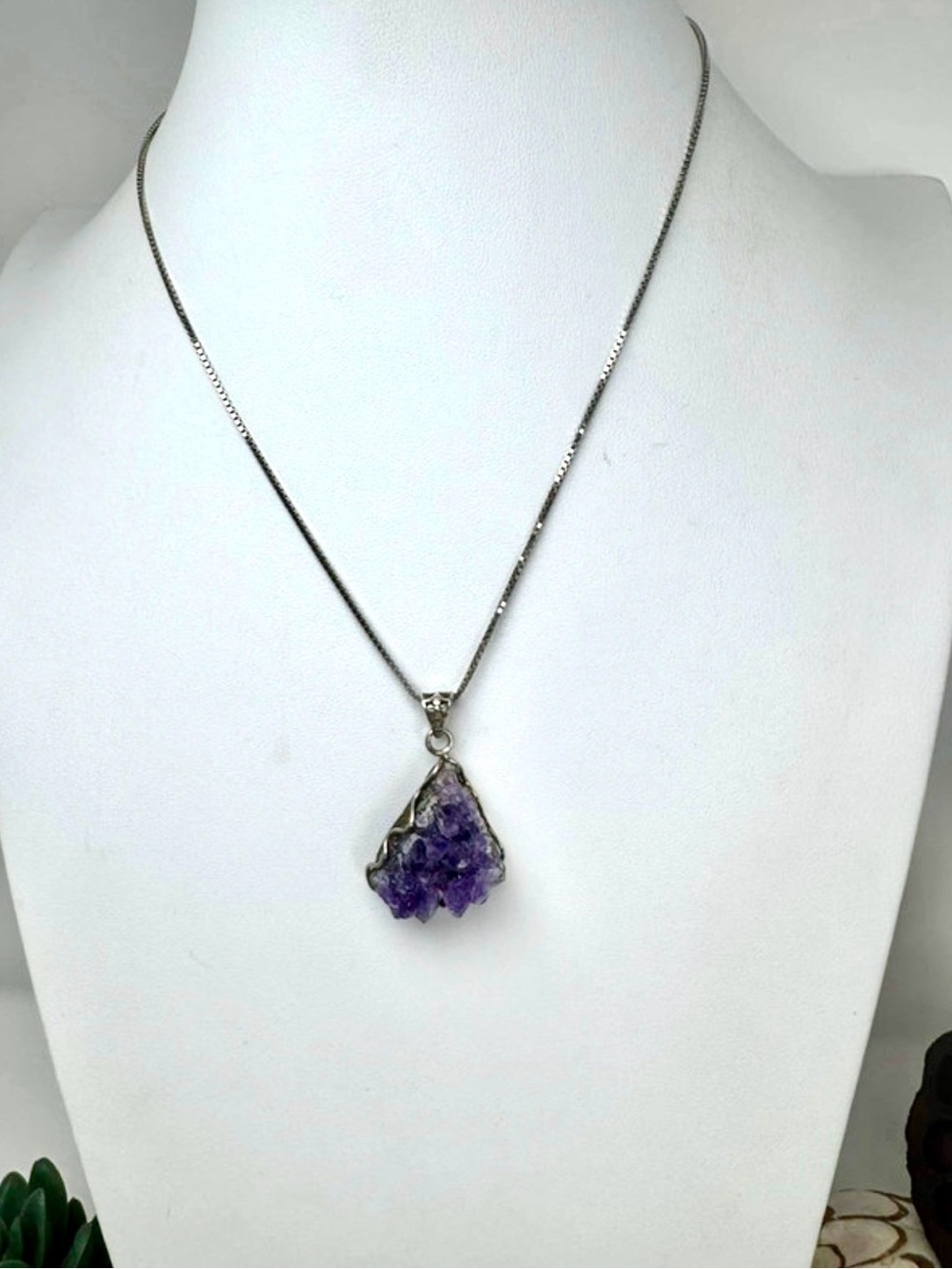 Sterling Silver Amethyst Cluster Pendant Necklace - Purple